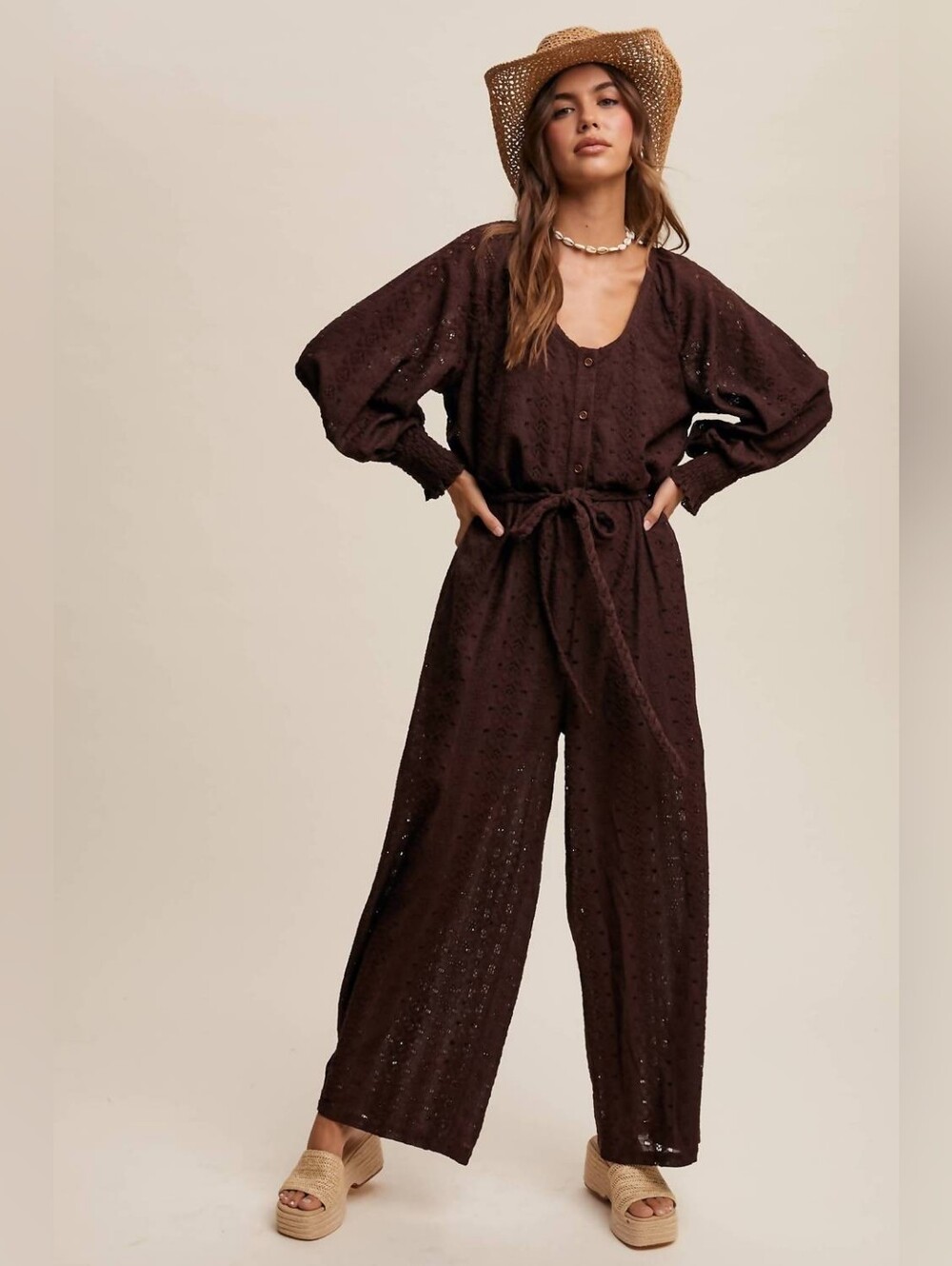 Listicle - Carr Eyelet Lace Jumpsuit